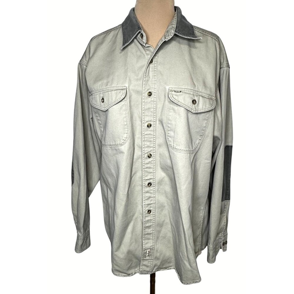 Woolrich Rugged Outdoorwear Shirt Men’s XL Cotton Made in USA Elbow Patches